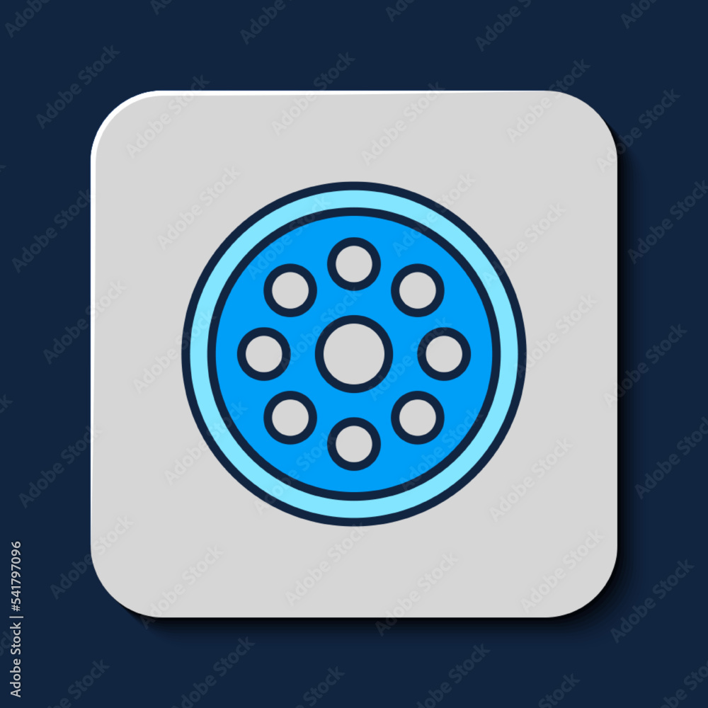 Filled outline Sewing button for clothes icon isolated on blue background. Clothing button. Vector