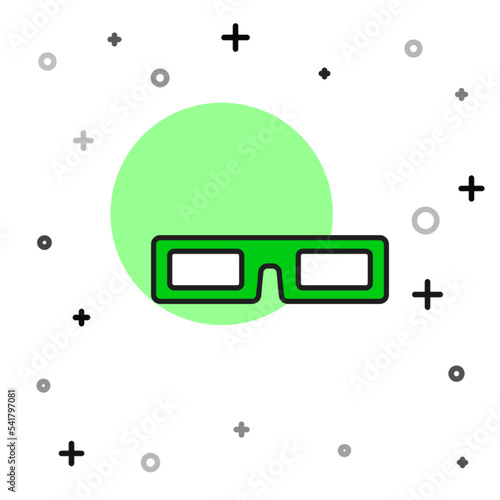 Filled outline Cinema glasses icon isolated on white background. Vector