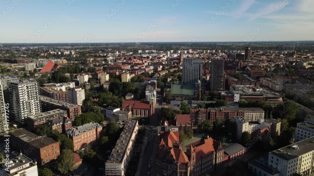 Top view of the center of Gdansk and the railway station and its surroudings on an autumn,sunny day. Top view of the center of Gdansk and the railway station and its surroudings on an autumn,sunny day.