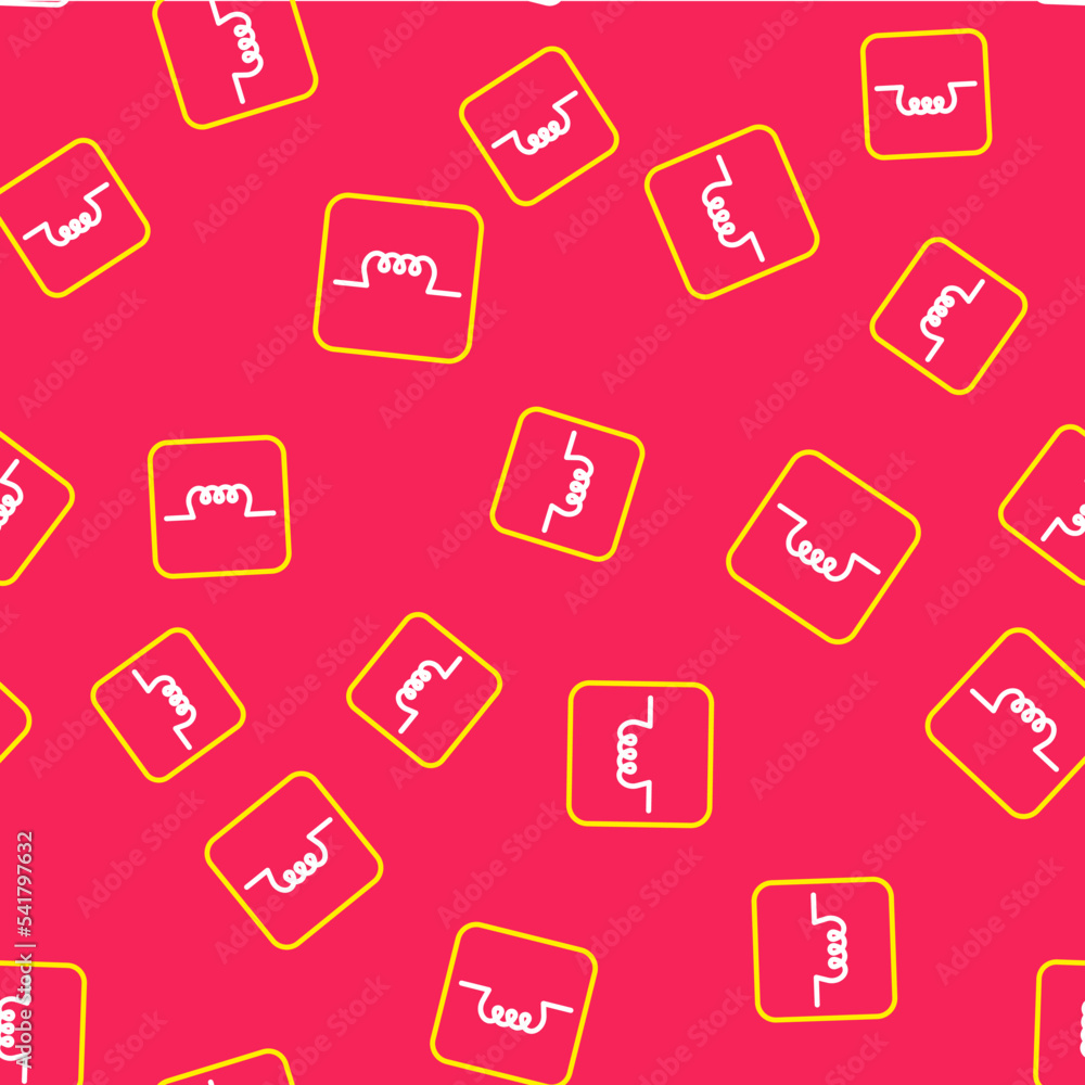 Line Inductor in electronic circuit icon isolated seamless pattern on red background. Vector Line Inductor in electronic circuit icon isolated seamless pattern on red background. Vector