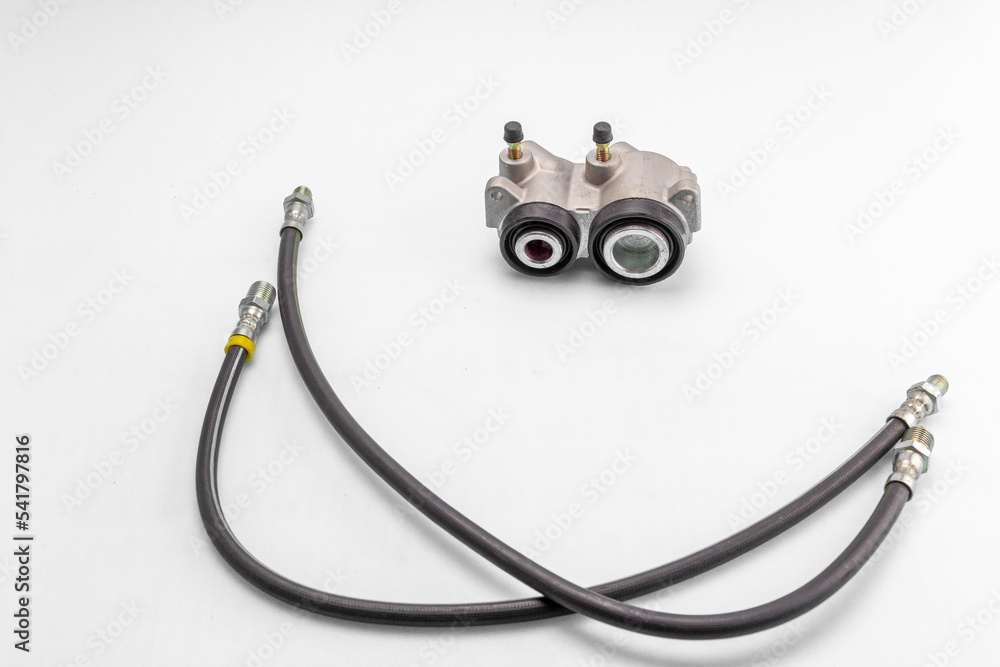 automotive parts and components of the brake system and transmission for car repair, on a white milky background. automotive parts and components of the brake system and transmission for car repair, on a white milky background.