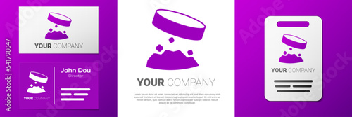 Logotype Giant magnet holding iron dust icon isolated on white background. Logo design template element. Vector