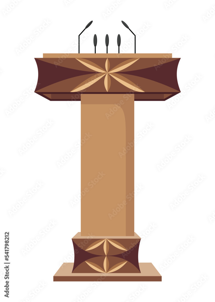 Tribune. Stand or debate podium with microphone for speech. Rostrum for business presentation or conference speech tribune. Empty platform for speakers Tribune. Stand or debate podium with microphone for speech. Rostrum for business presentation or conference speech tribune. Empty platform for speakers