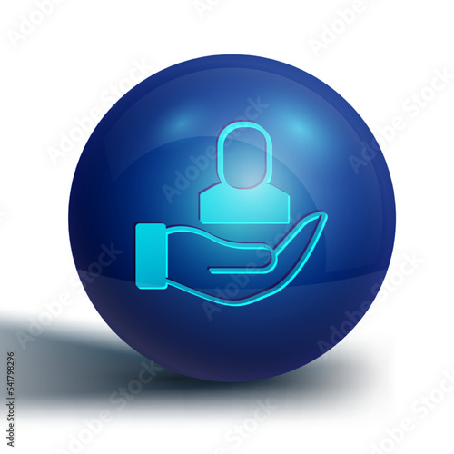 Blue Worker icon isolated on white background. Business avatar symbol user profile icon. Male user sign. Blue circle button. Vector