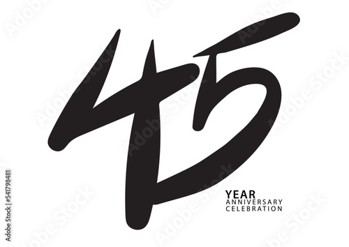 45 year anniversary celebration black color logotype vector, 45 number design, 45th Birthday invitation, logo number design vector illustration photo