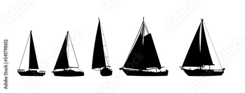 A set of sailboat silhouettes, the contours of yachts