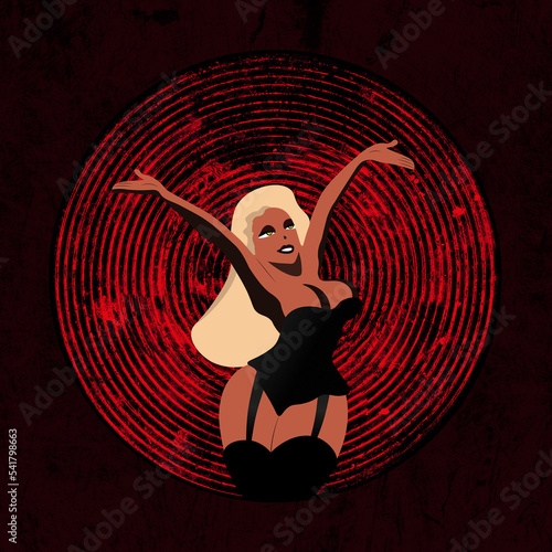 Illustration of a dark-skinned girl, on a red background