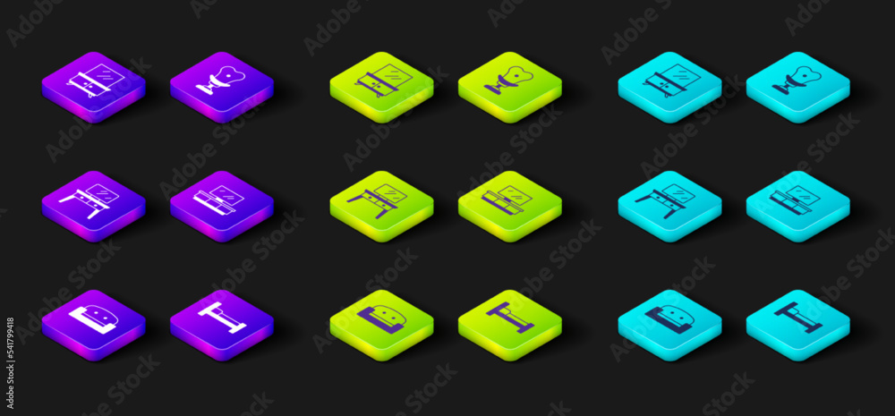 Set Armchair, Bed, Dressing table, TV stand, and icon. Vector Set Armchair, Bed, Dressing table, TV stand, and icon. Vector