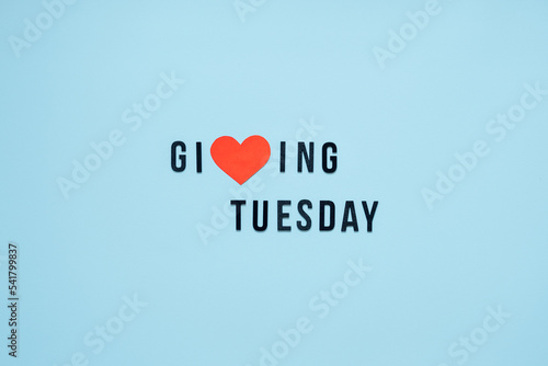Giving Tuesday, Time to Give, Help, Donation, Support, Volunteer concept with red heart and text Time to Give on blue background. Its time to give photo