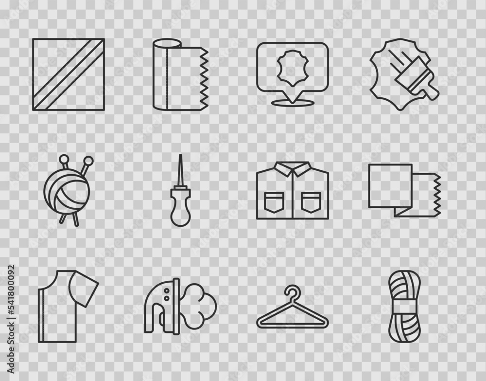 Set line Sewing pattern, Yarn, Leather, Electric iron, Textile fabric ...