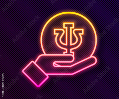 Glowing neon line Psychology icon isolated on black background. Psi symbol. Mental health concept, psychoanalysis analysis and psychotherapy. Vector