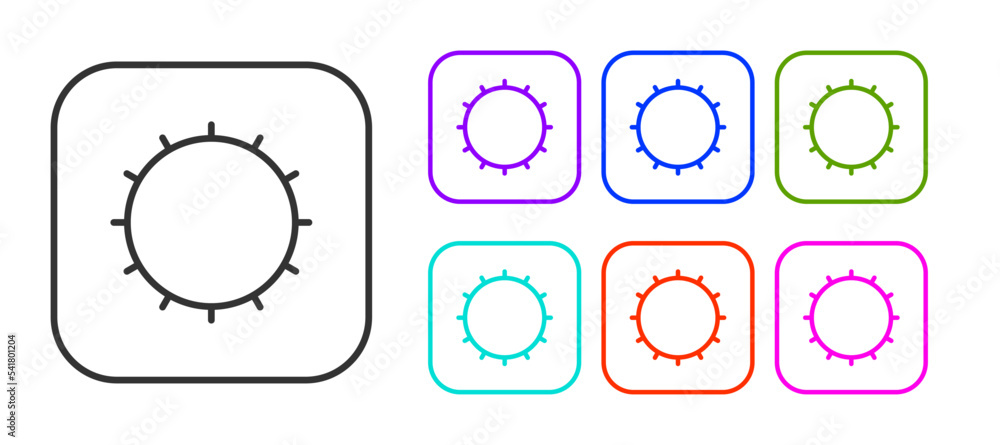 Black line Sun icon isolated on white background. Set icons colorful. Vector Black line Sun icon isolated on white background. Set icons colorful. Vector