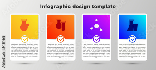 Set Test tube and flask, , Molecule and . Business infographic template. Vector