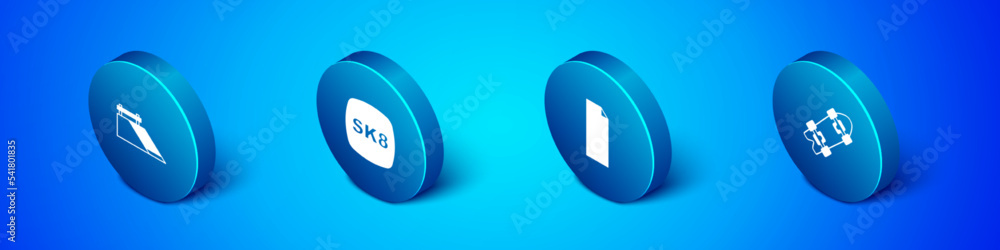 Set Isometric Skate park, Grip tape on skateboard, Longboard or and Skateboard icon. Vector Set Isometric Skate park, Grip tape on skateboard, Longboard or and Skateboard icon. Vector