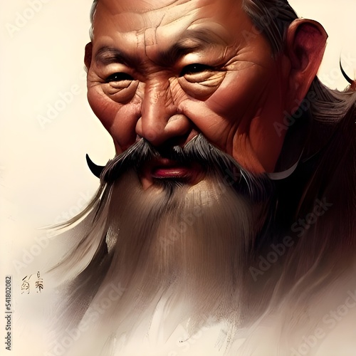 Portrait of Genghis Khan, Mongolian Emperor. High quality illustration photo