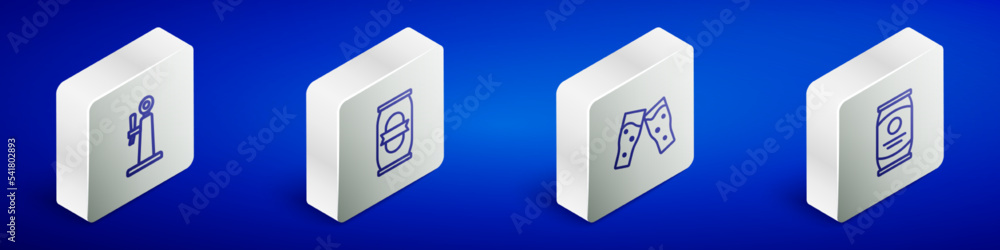 Set Isometric line Beer tap, can, Glass of beer and icon. Vector Set Isometric line Beer tap, can, Glass of beer and icon. Vector