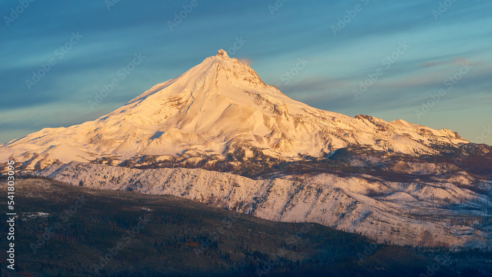 View of theMt Jefferson at sunrise in Oregon.