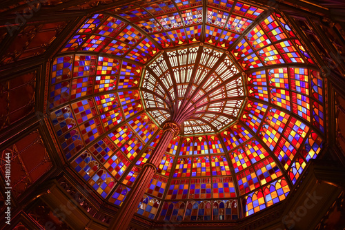 Dome shaped stained glass ceiling