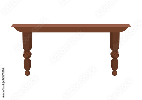 Empty wooden table or desktop. Clean small element of of home interior scenics. Template for object presentation. Table isolated on white background