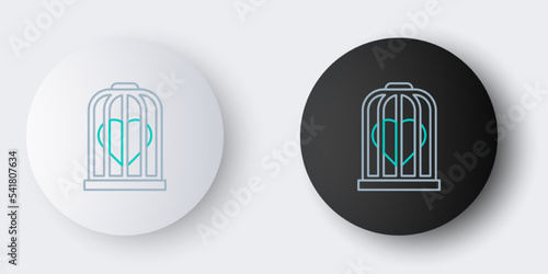 Line Heart in the bird cage icon isolated on grey background. Love sign. Valentines symbol. Colorful outline concept. Vector