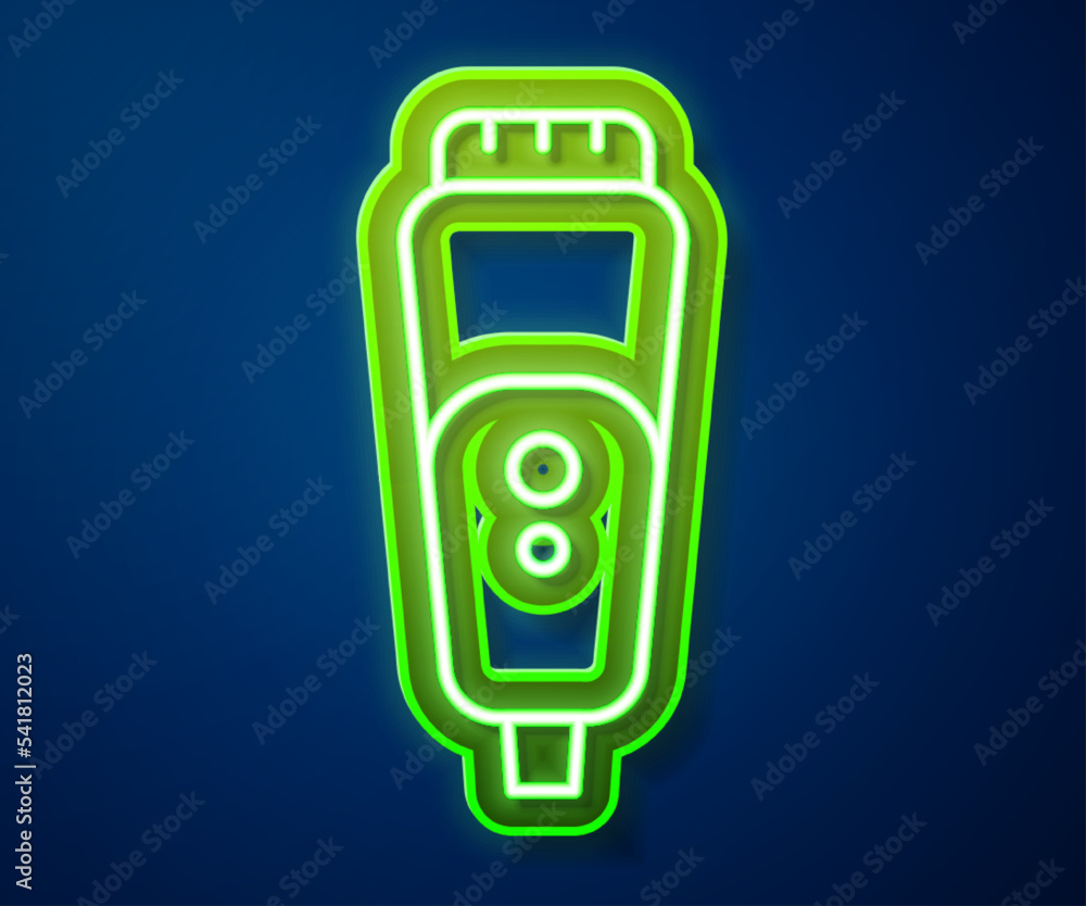 Glowing neon line Electric razor blade for men icon isolated on blue background. Electric shaver. Vector Glowing neon line Electric razor blade for men icon isolated on blue background. Electric shaver. Vector