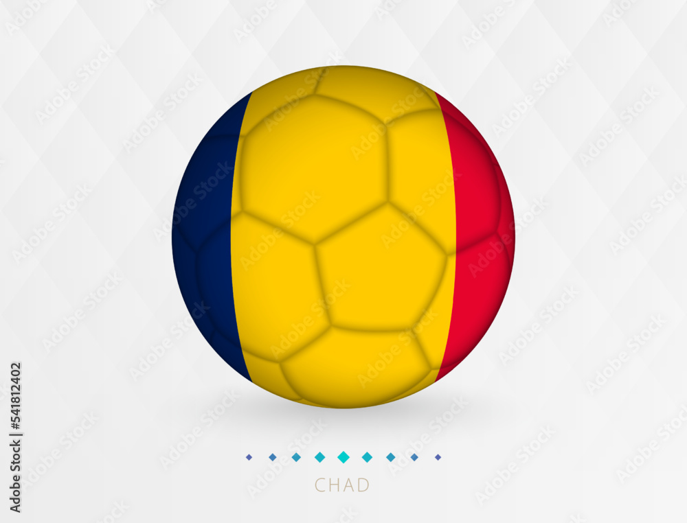 Football ball with Chad flag pattern, soccer ball with flag of Chad national team.