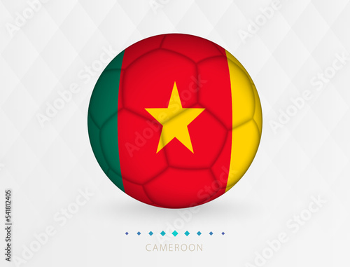 Football ball with Cameroon flag pattern  soccer ball with flag of Cameroon national team.