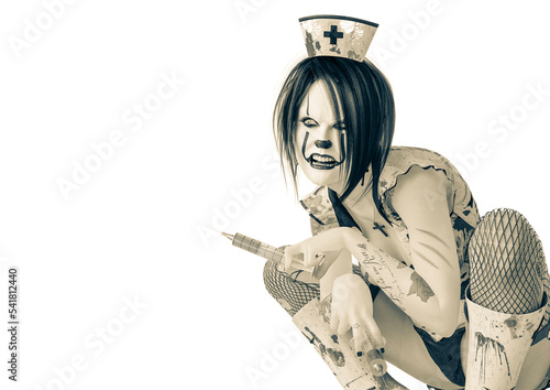 Fotografía nurse halloween going crazy with copy space