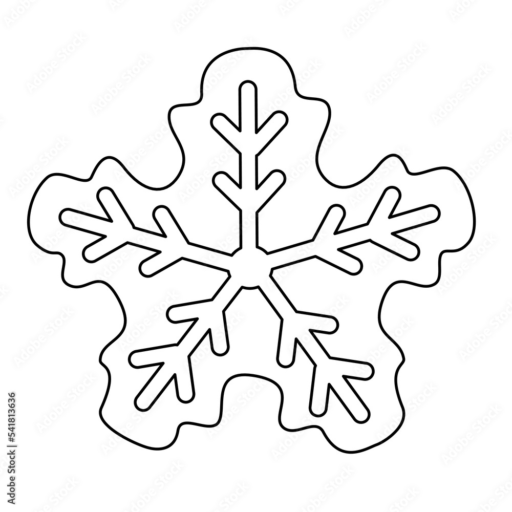 Festive Christmas gingerbread cookie in star or snowflake shape, vector outline for coloring book Festive Christmas gingerbread cookie in star or snowflake shape, vector outline for coloring book