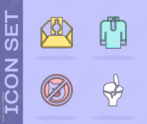 Set Hands in praying position, Donate or pay your zakat, No pig and Shirt kurta icon. Vector