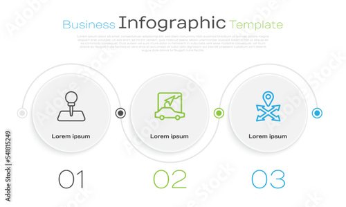 Set line Push pin, City map navigation and Location. Business infographic template. Vector