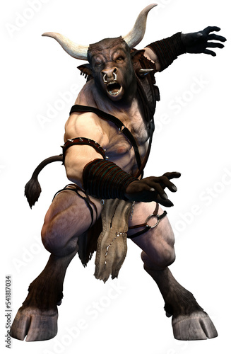 Minotaur about to attack 3D illustration	 photo