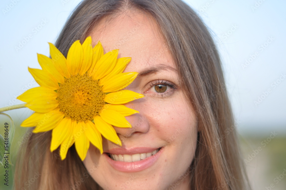 girl with sunflower girl with sunflower