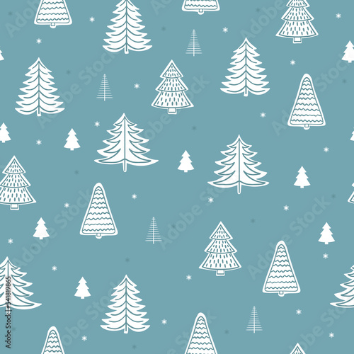 Seamless Christmas background with decorative Christmas trees © barberry