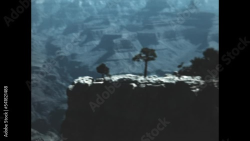 Grand Canyon View 1954 - The camera pans slowly across a small portion of the Grand Canyon in 1954.