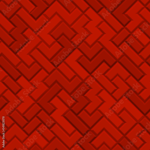 Abstract seamless pattern made of tetris blocks in red colors
