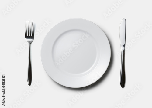 white plate  fork and knife