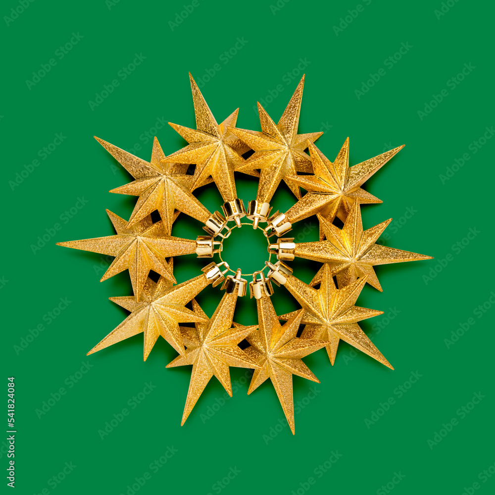 Christmas wreath shaped with star Christmas ornaments Christmas wreath shaped with star Christmas ornaments