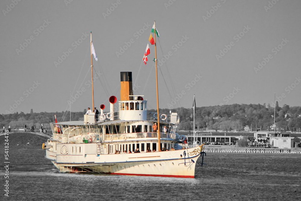 Old steamlboat floating on Geneva lake, Switzerland. Old steamlboat floating on Geneva lake, Switzerland.