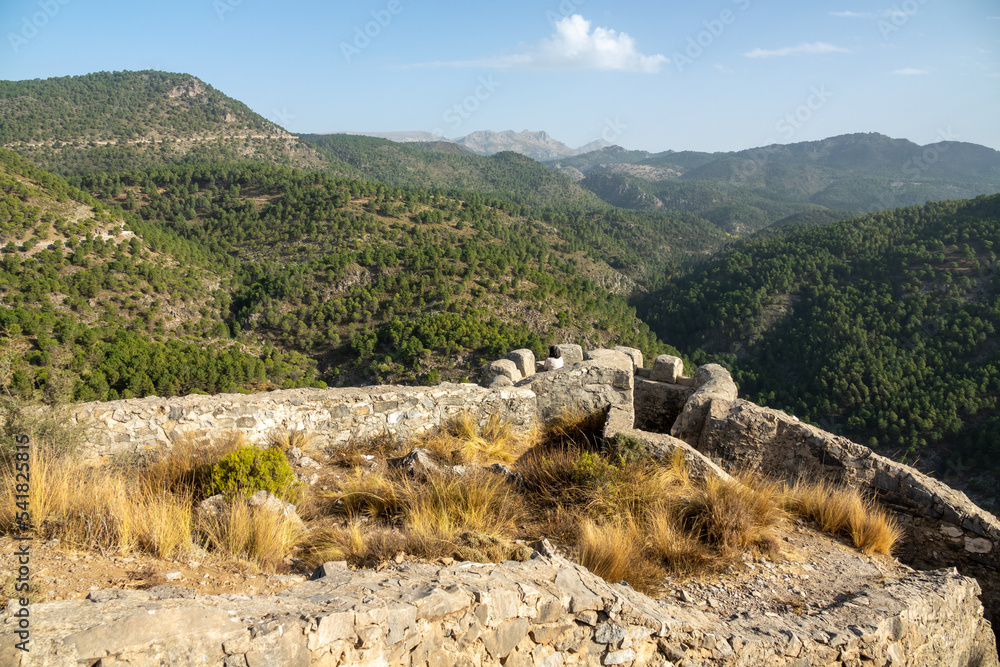 Fototapeta premium Maullo trenches, built of stone on the occasion of the Spanish civil war (1936-1939) in the mountains of the Sierra de Huétor natural park in Granada (Spain)