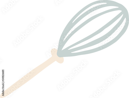 Cute kitchen cooking whisk tool sign icon, png illustration in flat cartoon style. Isolated on transparent background