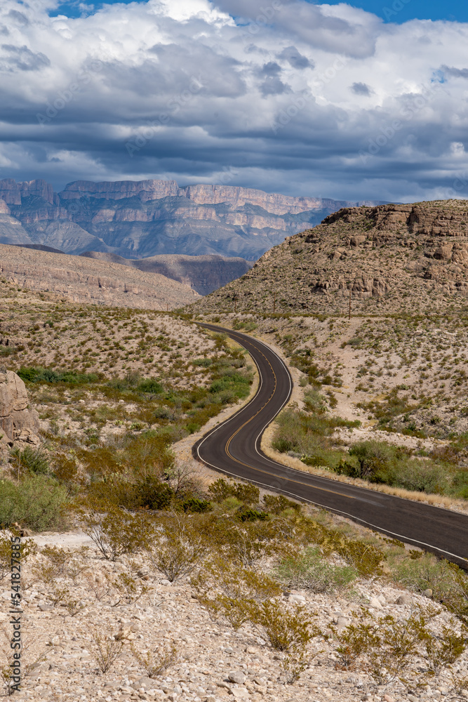 Desert Highway and View, Big Bend National Park, Texas