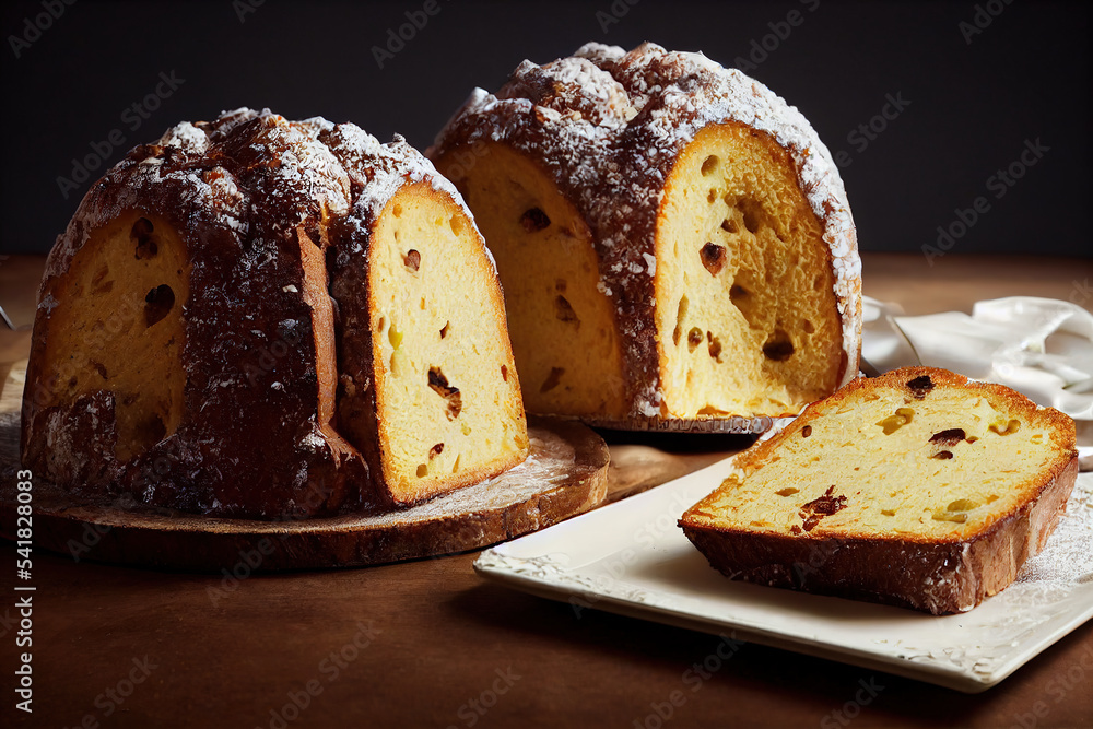 Delicious with candied fruits, typical Italian sweet Pandoro