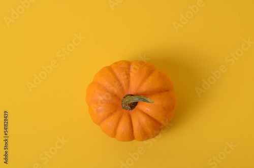 Wallpaper Mural Top view of fresh whole orange pumpkin with copy space on yellow background with copy space for text. Torontodigital.ca