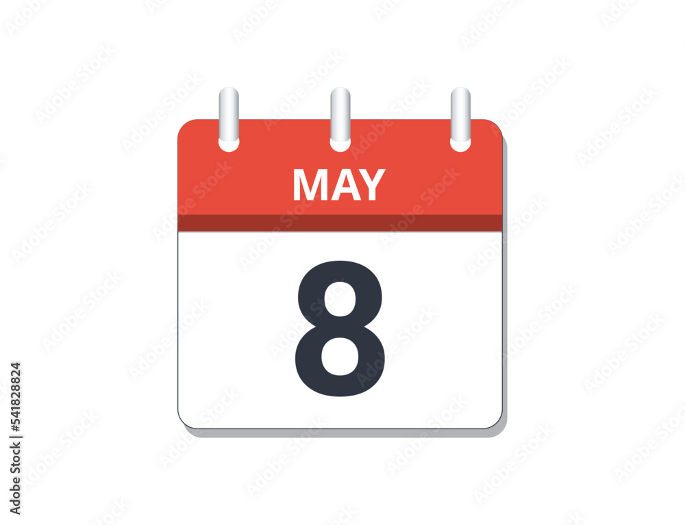 May 8th calendar icon vector. May 8th calendar icon vector.