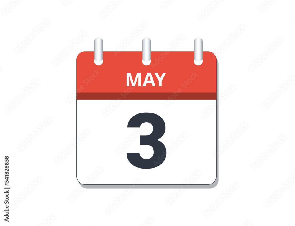 May 3rd calendar icon vector. May 3rd calendar icon vector.
