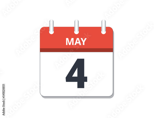 May 4th calendar icon vector.