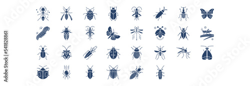 Collection of icons related to Bugs and Insects, including icons like Ant, Beetle, boxelder and more. vector illustrations, Pixel Perfect set
