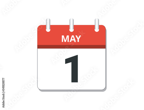 May 1st calendar icon vector. 