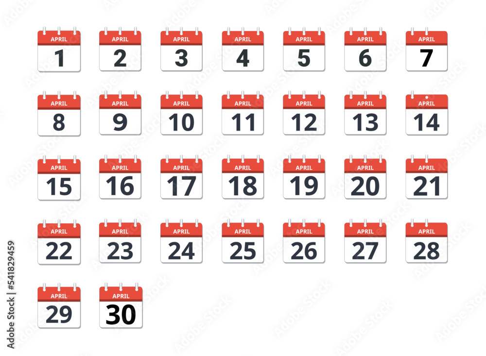 April month calendar set Stock Vector Adobe Stock April month calendar set Stock Vector Adobe Stock